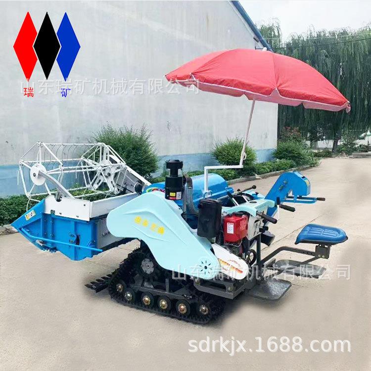 全自动小麦水稻联合收割机山区小块地履带家用收稻谷机自动装袋