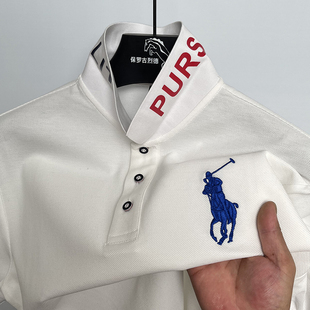 夏季新款POLO衫男士短袖大马标刺绣高端t恤翻领商务纯棉体恤男装