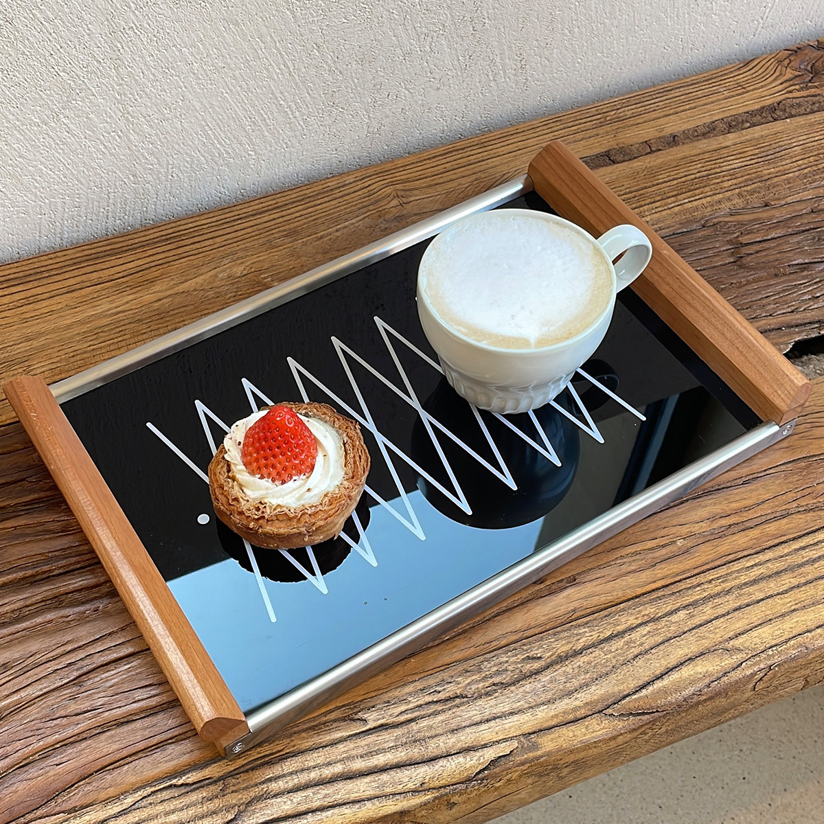 oakliving家用茶盘创意木质手柄亚克力收纳盘咖啡甜品托盘设计感,收纳整理,收纳盘,淘宝优惠券,粉丝福利购,淘宝优惠卷