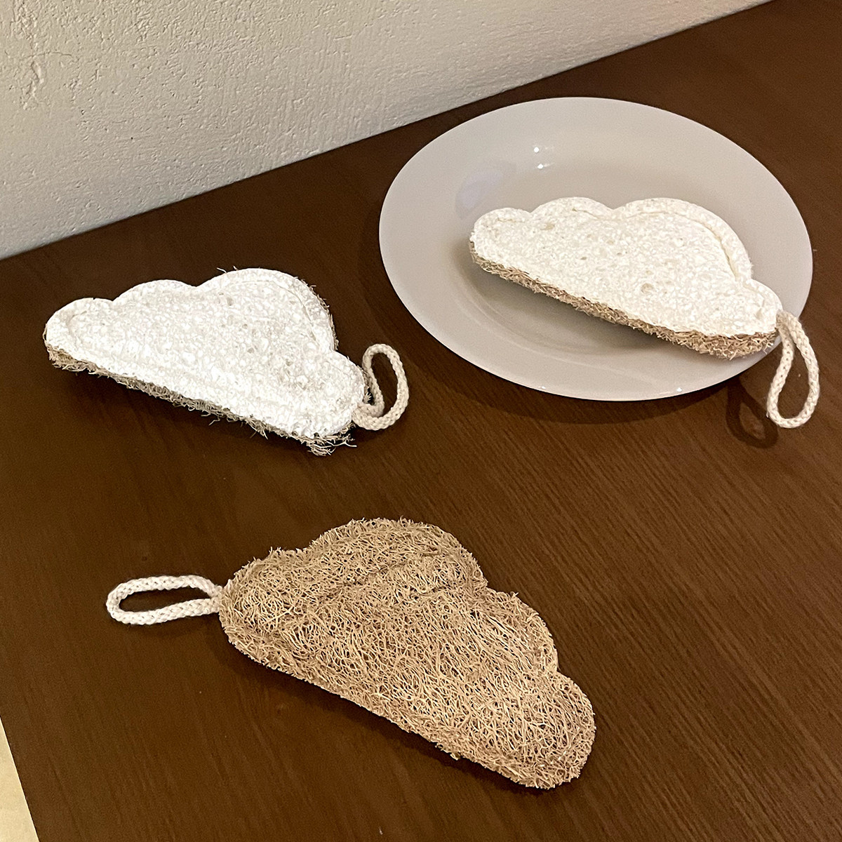 oakliving天然丝瓜络百洁布厨房清洁洗碗布手工编织去污洗碗巾