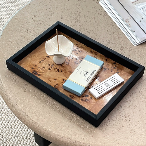 oakliving中古风实木收纳托盘桌面整理置物盘高级感家居装饰盘