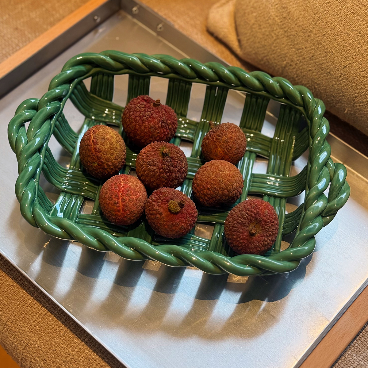 oakliving北欧ins家用陶瓷编织收纳篮水果篮收纳摆件高级装饰篮