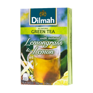斯里兰卡原装进口迪尔玛绿茶Dilmah柠檬草柠檬味绿茶包袋泡茶20包