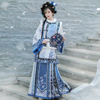 晚清汉女汉服加厚马甲仙气古装