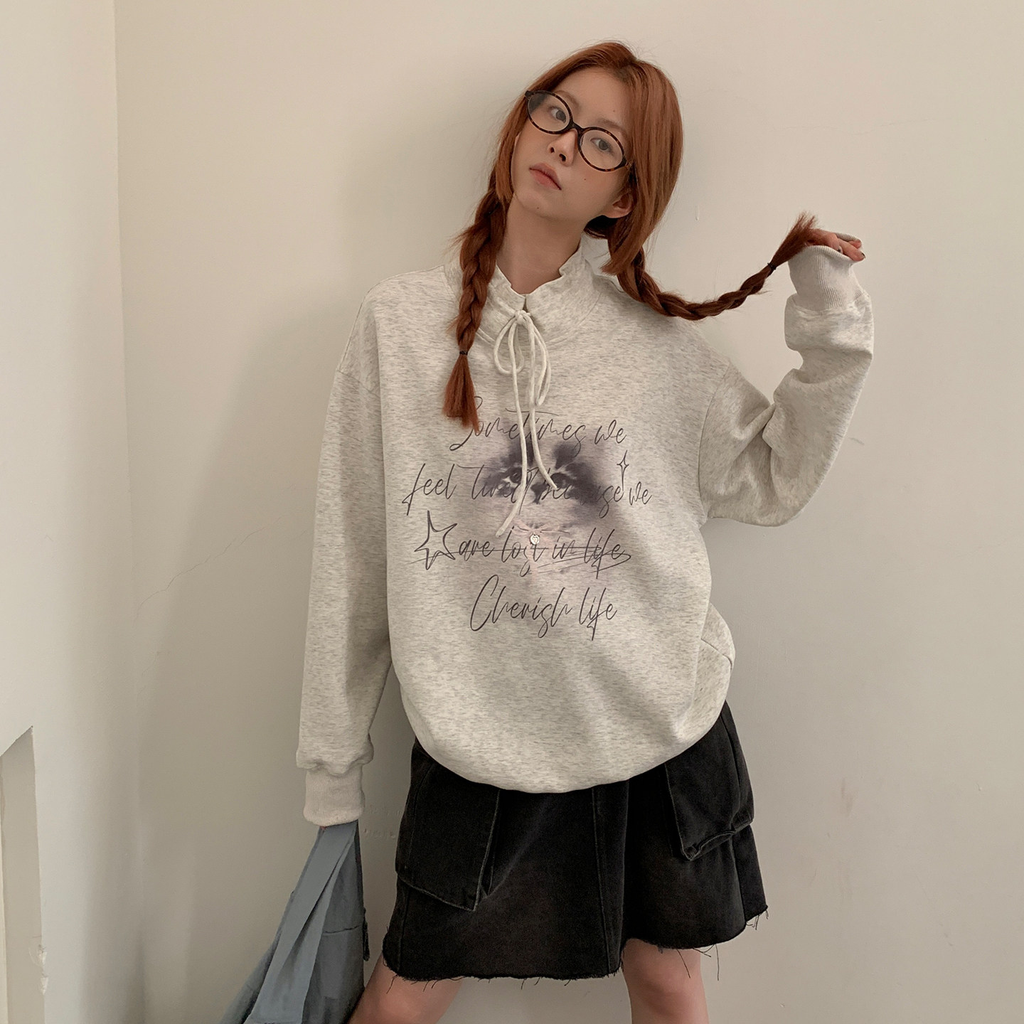 尺尺间Lsland印花小高领系带设计感长袖卫衣女秋季新款宽松上衣,女装/女士精品,卫衣/绒衫,淘宝优惠券,粉丝福利购,淘宝优惠卷