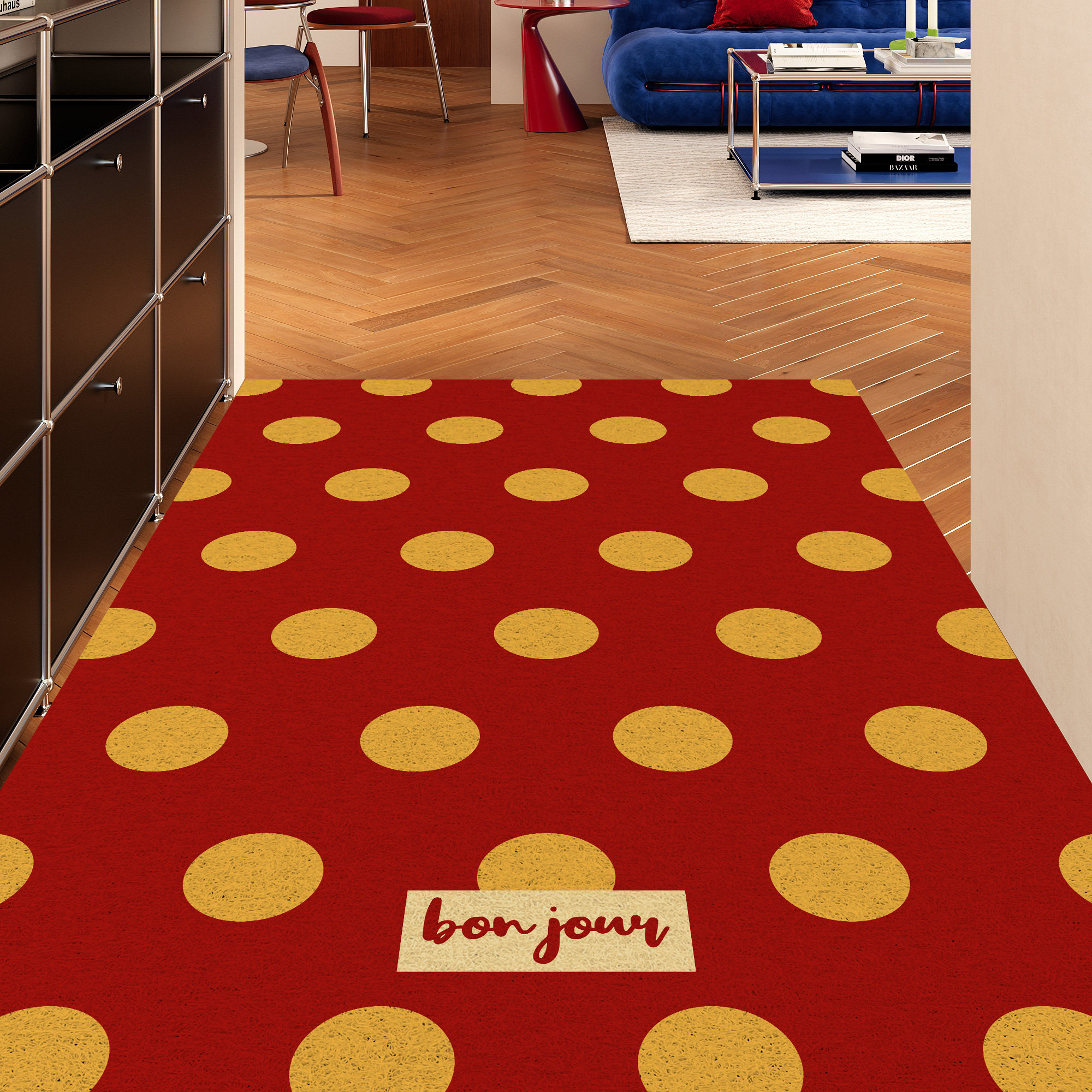 复古波点丝圈入户门地垫门口家用可裁剪耐脏地毯防滑玄关除尘脚垫,居家布艺,入户地垫,淘宝优惠券,粉丝福利购,淘宝优惠卷