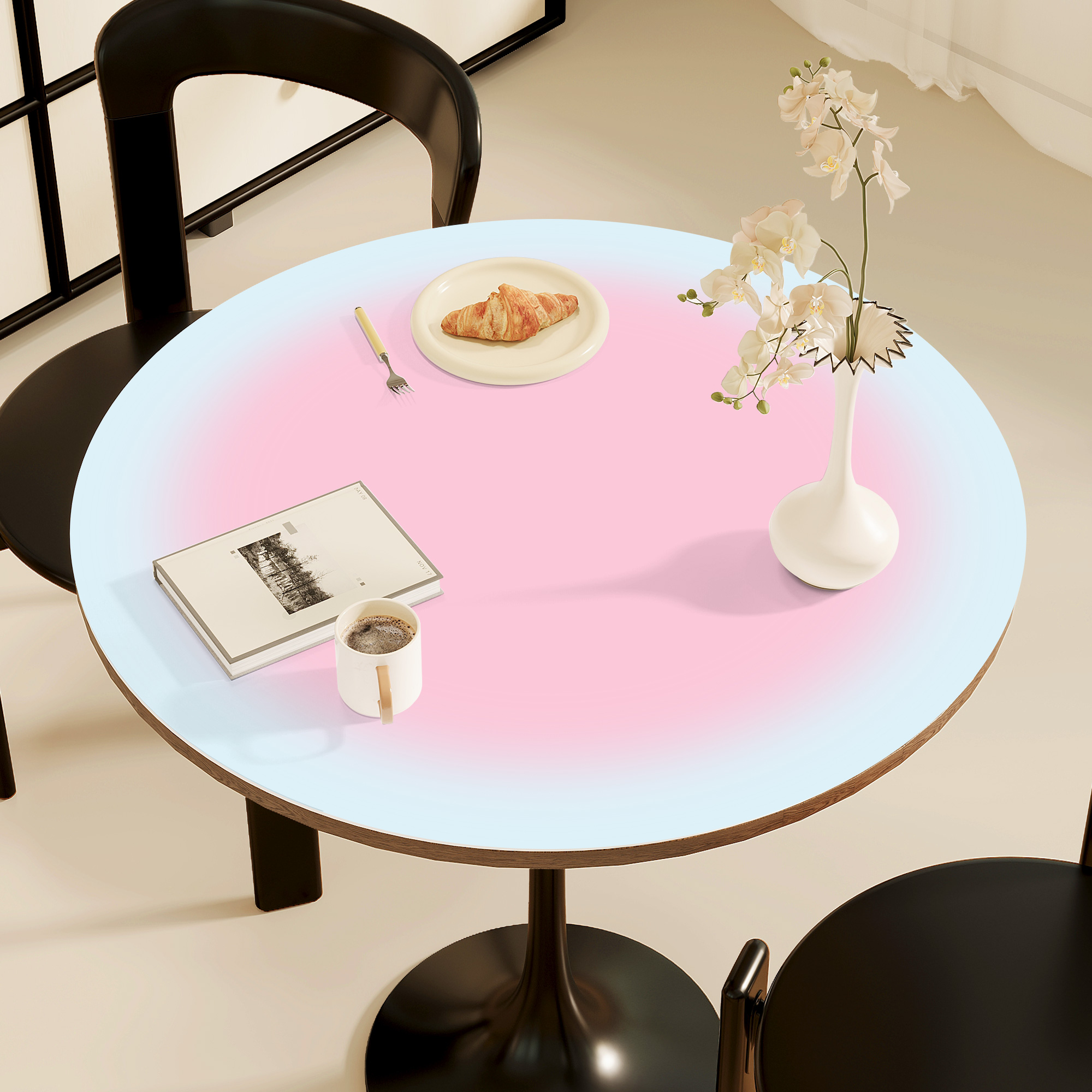 多巴胺皮革圆餐桌垫防水防油免洗隔热垫弥漫ins风茶几桌面保护垫