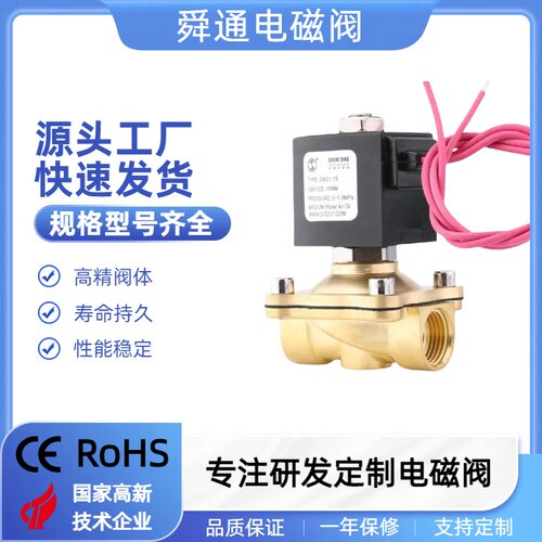 舜通黄铜电磁阀2WS1直拉膜片式进水DN15DN20DN25阀门防水线圈