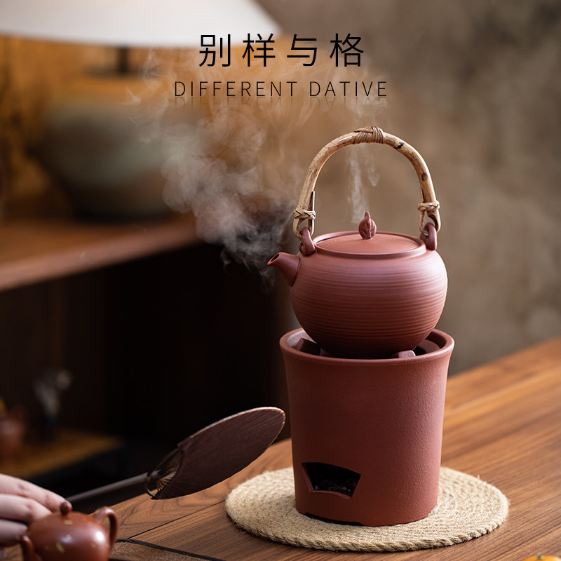 潮州红泥炭炉古朴炉工夫茶炉复古陶土炭火炉子煮水耐热泡茶烧水壶