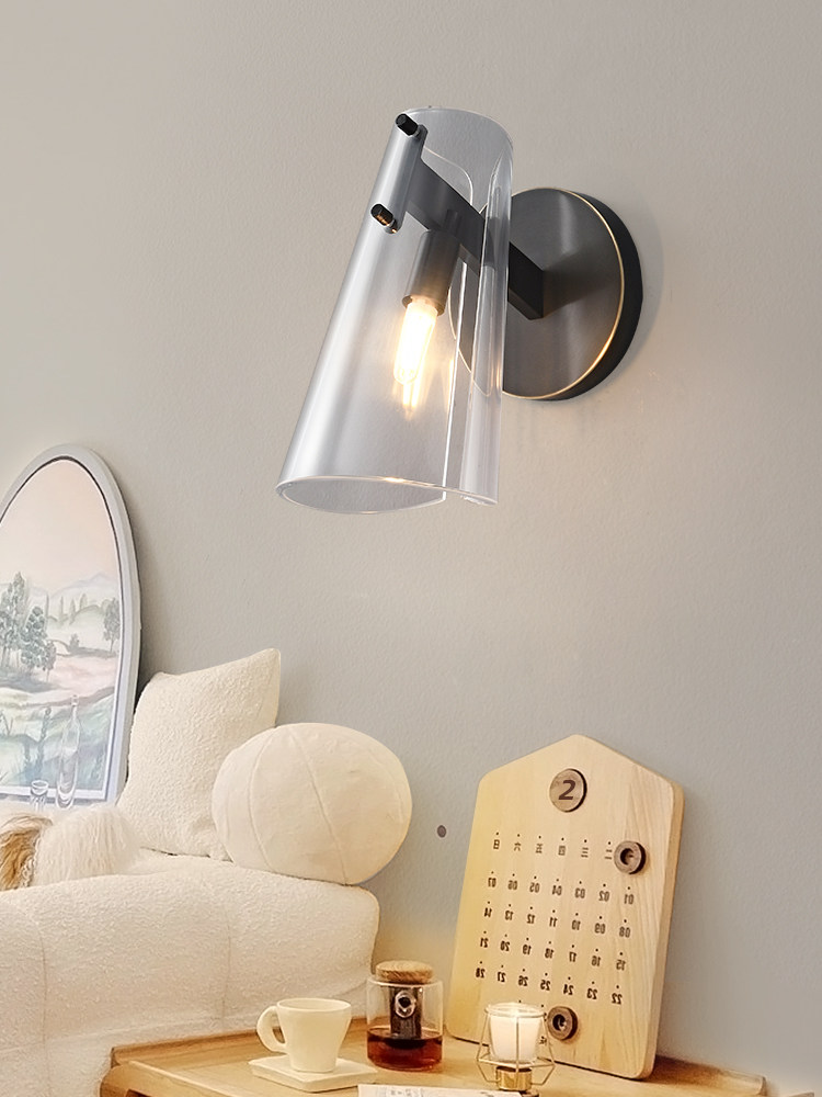 意式全铜壁灯简约客厅电视背景墙卧室床头灯过道黑色极简主卧墙灯,家装灯饰光源,壁灯,淘宝优惠券,粉丝福利购,淘宝优惠卷