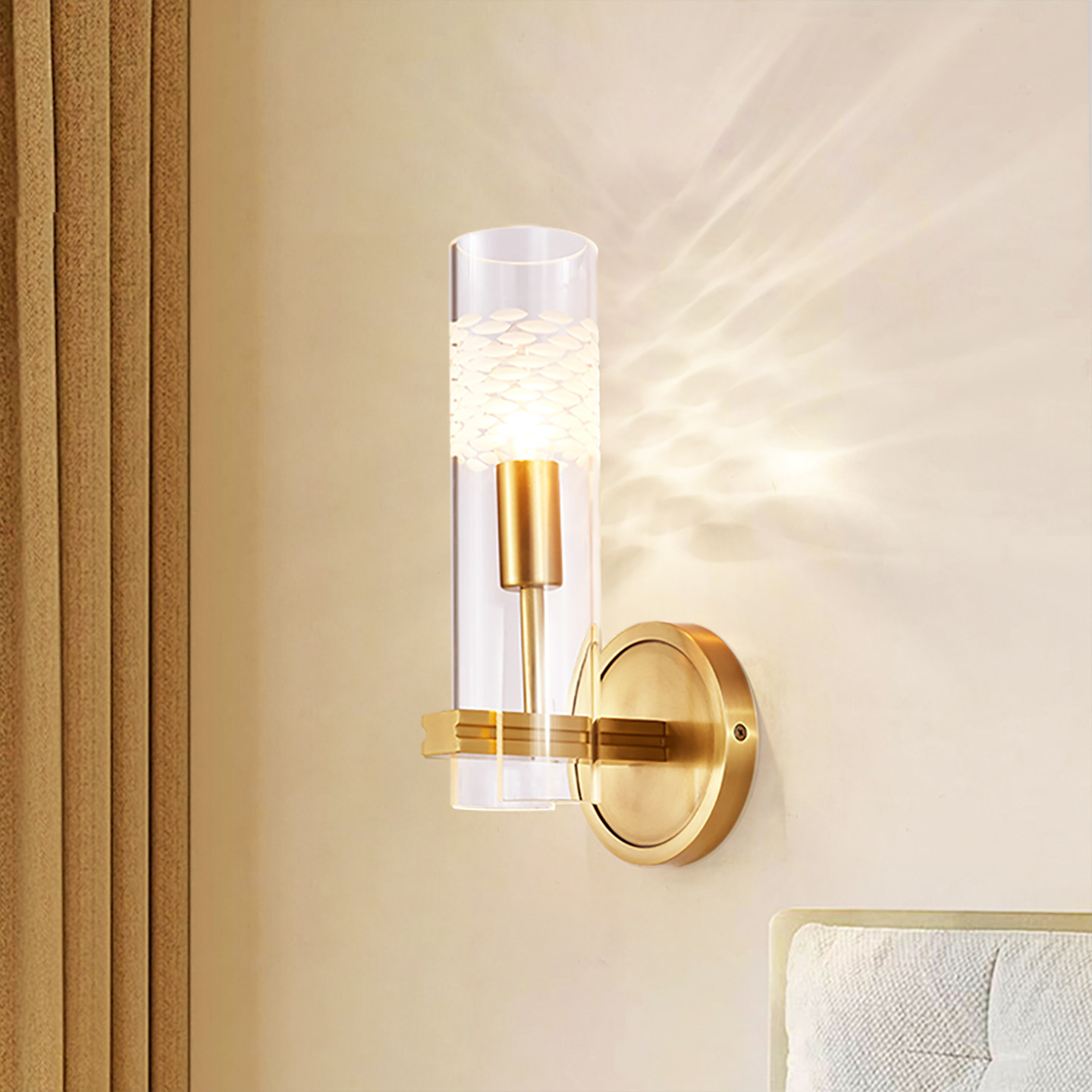 全铜壁灯美式简约客厅电视背景墙卧室床头灯楼梯酒店走廊轻奢墙灯