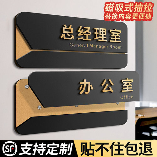 【磁吸式抽拉】可更换办公室门牌