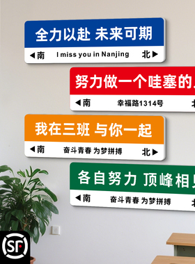 网红打卡路牌定制我在xx很想你班级励志标语墙面装饰贴拍照指示牌