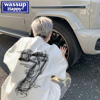 wassuphappy潮流百搭短袖T恤男