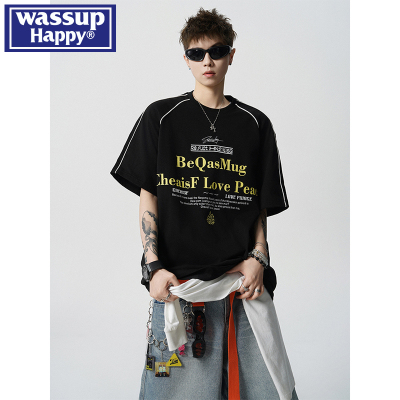 wassuphappy潮流百搭短袖t恤男