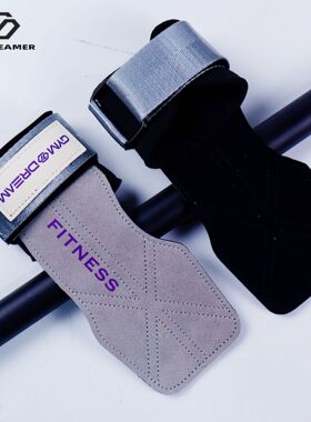 硬拉健身助力带护腕男女握力牛皮护掌引体向上辅助带器械训练手套