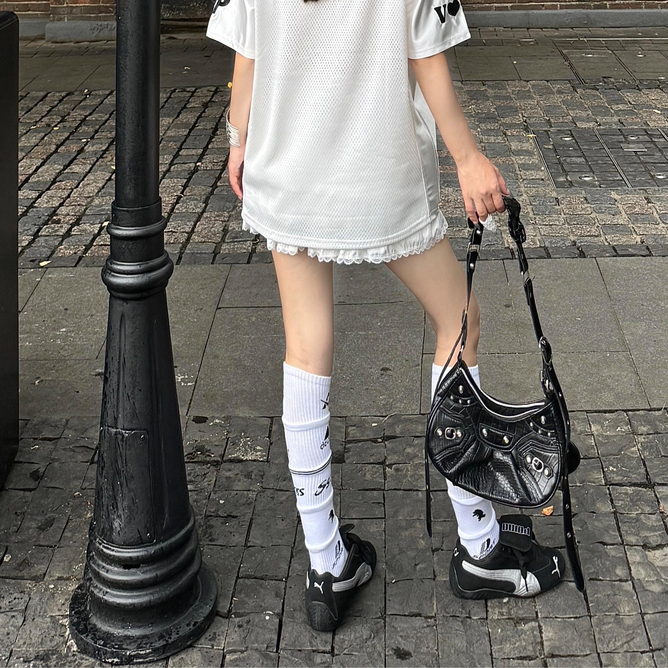 多层分层设计女袜棉纱长筒小腿