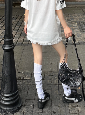 Doublet多层分层设计女袜棉纱长筒过膝运动足球滑板潮袜子女