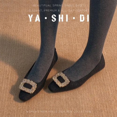 法式方扣不累脚通勤一脚蹬单鞋女
