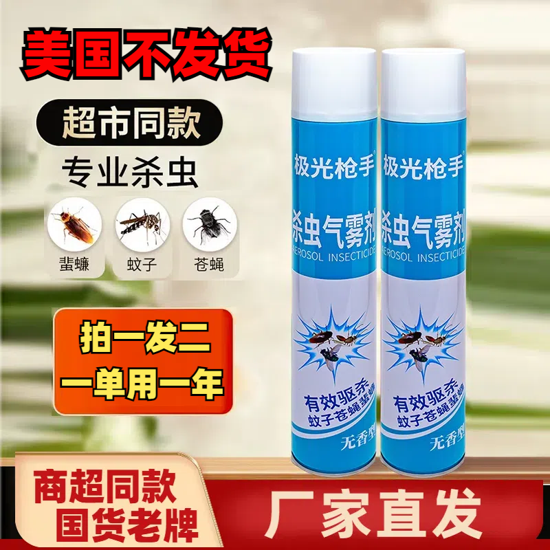 【二瓶装】极光杀虫剂气雾剂家用无味型喷雾剂灭害灵驱蚊子苍蝇