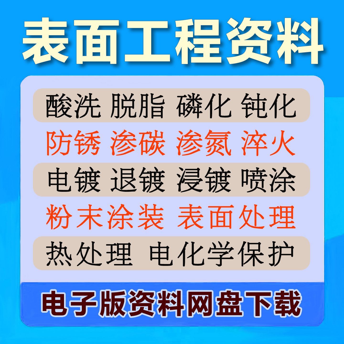 金属表面处理工程技术 电镀热喷涂处理电化学电子PDF资料代查下载