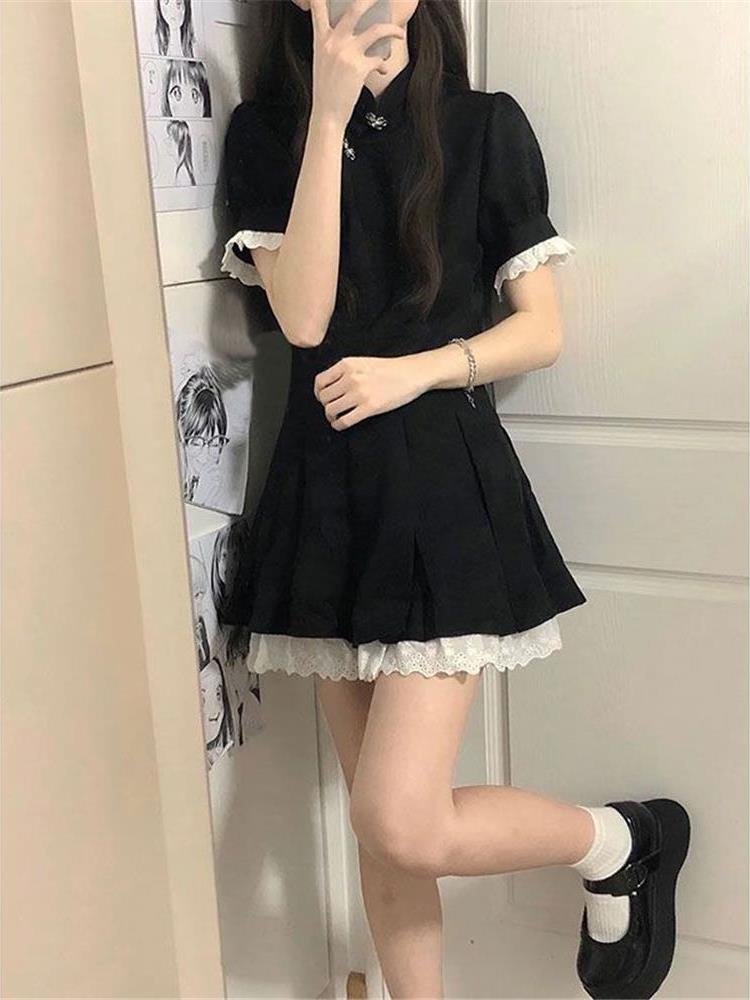 新款改良旗袍上衣高腰半身裙女高端名媛御姐显瘦假两件套夏季