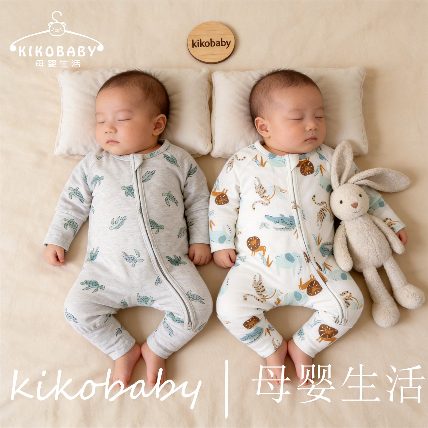 KIKOBABY新生婴儿竹纤维爬服夏季可包手脚可露手脚连体衣外爬服
