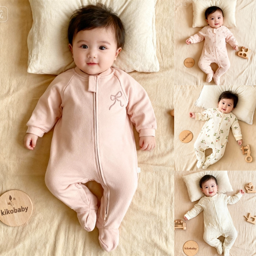 新生婴儿A类连体衣全棉双向拉链款男女宝宝爬服春秋内衣哈衣长袖