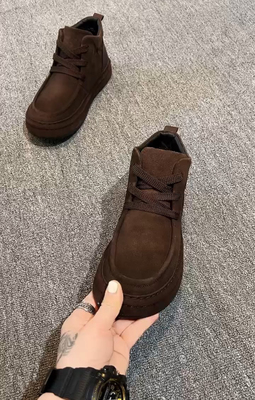 广州男士秋冬头层磨砂皮加绒厚底休闲板鞋潮流时尚系带棉鞋-50890