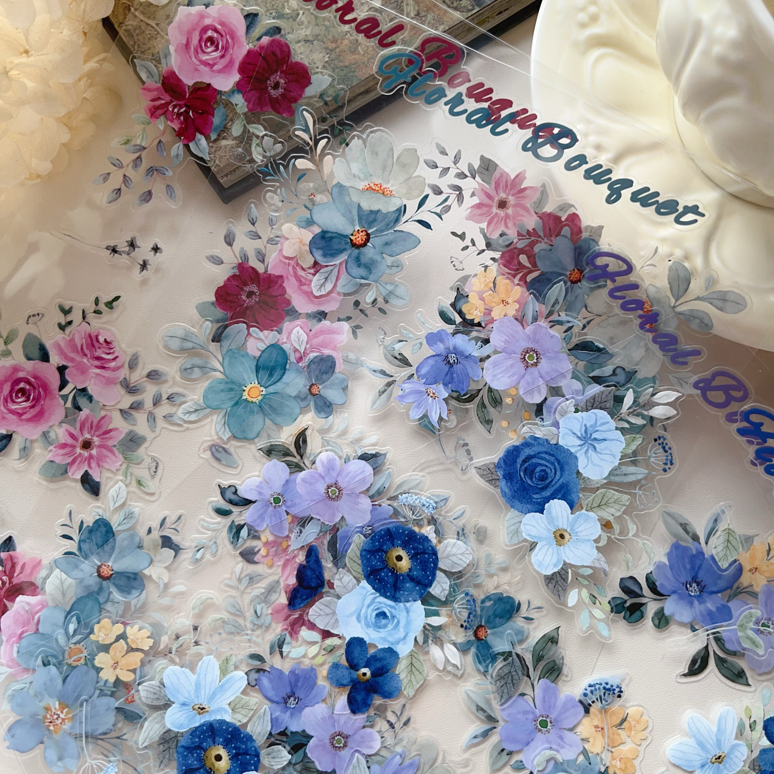 手账贴纸切模花卉PET轻复古素材