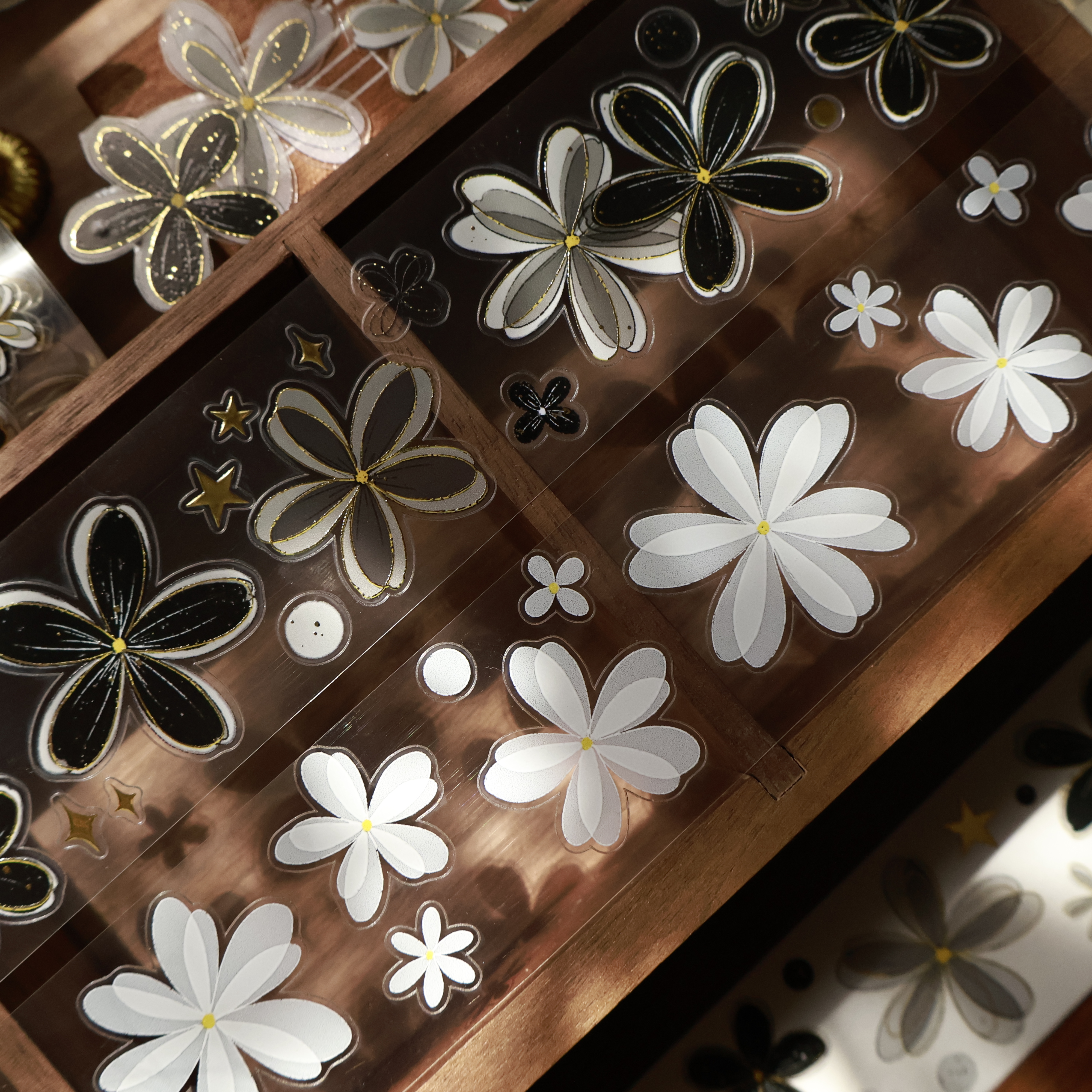 轻复古和纸胶带小花手账PET贴纸