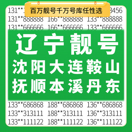 辽宁沈阳大连鞍山抚顺本溪丹东移动手机好号靓号电话卡自选老号码