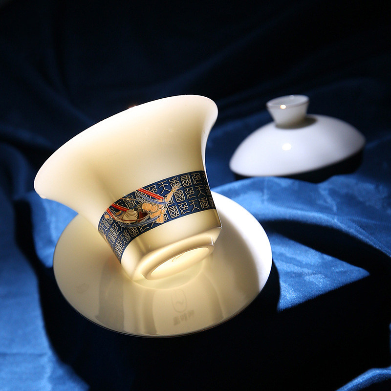 高档羊脂玉白瓷茶具套装青鸾来仪功夫茶具礼盒装办公家用轻奢礼品,餐饮具,功夫茶具,淘宝优惠券,粉丝福利购,淘宝优惠卷