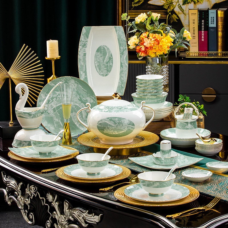 九歌骨瓷清明上河图釉中彩碗碟