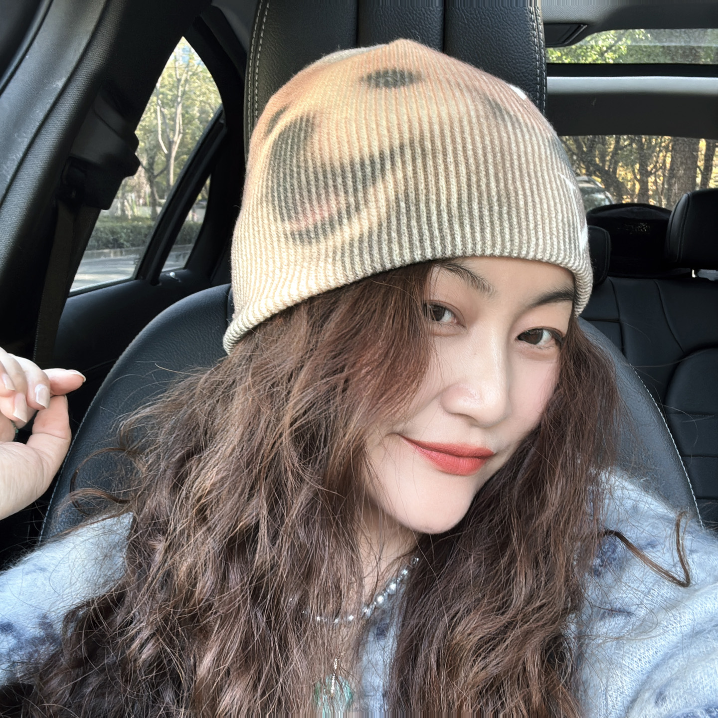 韩国代购狗狗图案针织帽女秋冬潮