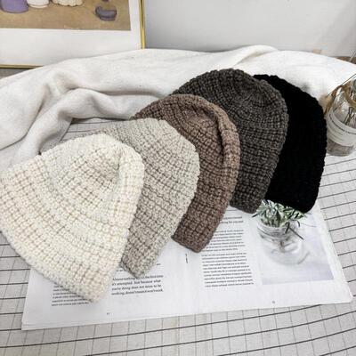 女秋冬新款复古麻花纹毛线帽