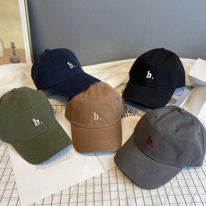 韩版ins潮鸭舌帽女秋冬韩国东大门代购字母B时尚休闲百搭棒球帽潮