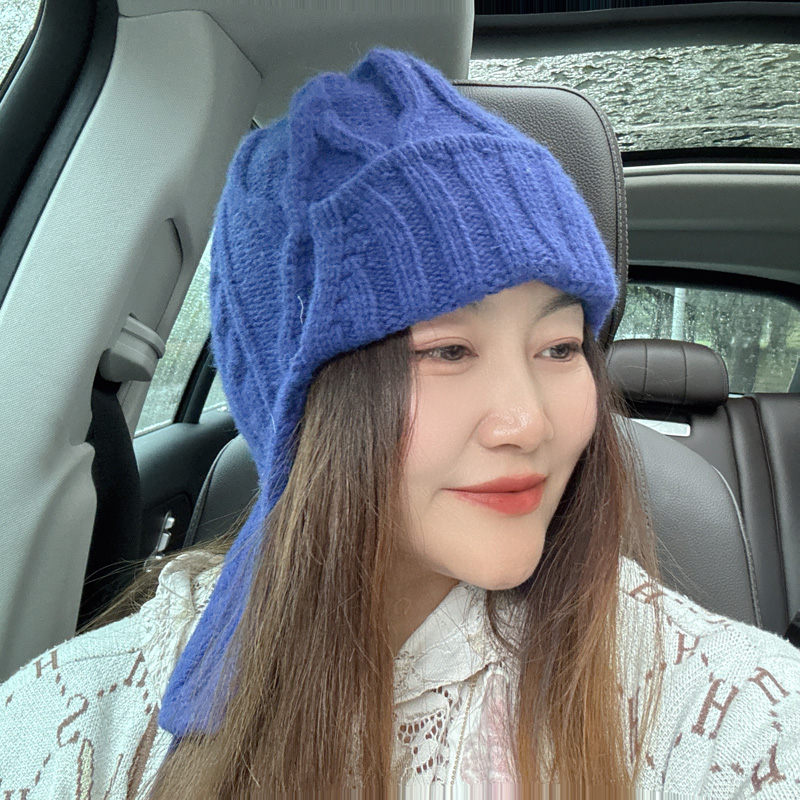 2.26现货帽子女秋冬羊毛护耳帽韩版保暖复古麻花纹毛线帽韩国代购