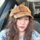 1.10现货卡其色八角帽女韩国东大门代购 复古文艺格纹画家帽报童帽