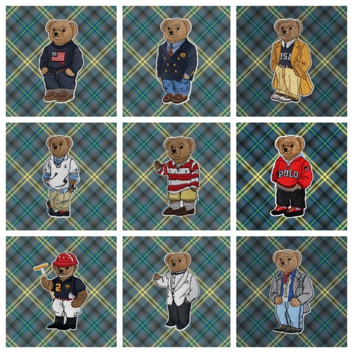 POLO小熊手工精美刺绣布贴补丁贴24款 复古英伦风可爱风 不带背胶