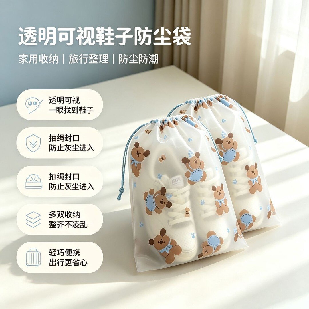 旅行便携抽绳防水防尘防潮鞋袋