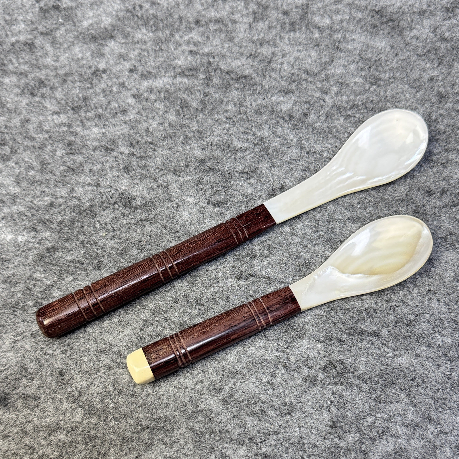 天然贝壳勺子木柄鱼形花形贝壳叉叉/勺/筷套装