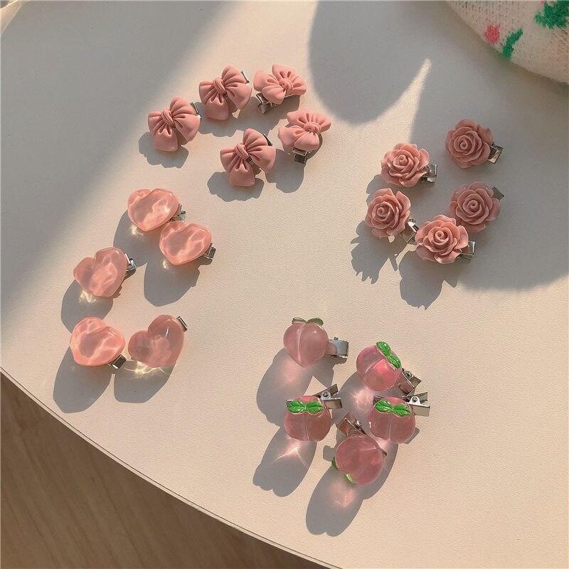 甜美的粉色发夹系列少女蝴蝶结水图片