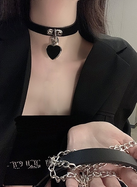 PU皮暗黑夸张项圈街拍牵引绳链条Cosplay脖套配饰萝莉颈链项链