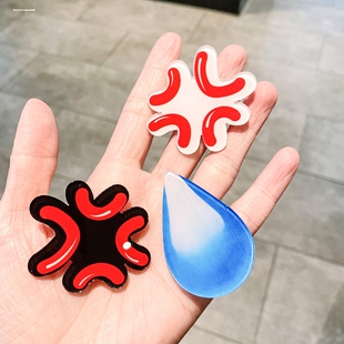 可爱大无语发夹女汗滴侧边流汗黄豆emoji夹子水滴表情包发卡头饰