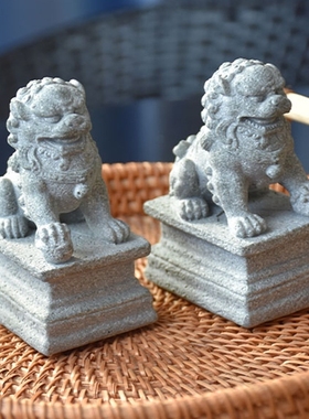 石狮子小号桌面装饰吉祥物摆件创意微景观盆景鱼缸造景摆设