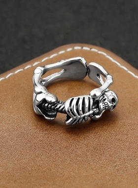 霸气拳头戒指男嘻哈潮人个性活口食指戒时尚骷髅指环