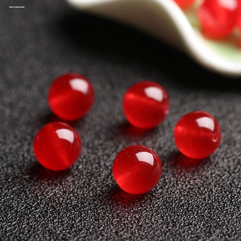 红玛瑙散珠红色圆珠diy手串配珠手工串珠编制材料手链饰品配件