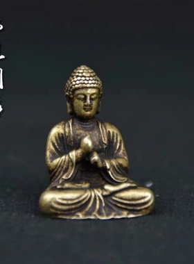 黄铜禅意达摩佛像摆件沉思达摩祖师家居客厅茶室装饰工艺品