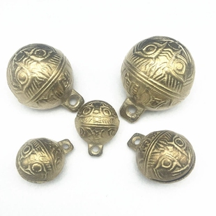 虎头铃铛手工diy配件门前复古铜铃手链宠物狗羊驼挂饰铃铛吊坠